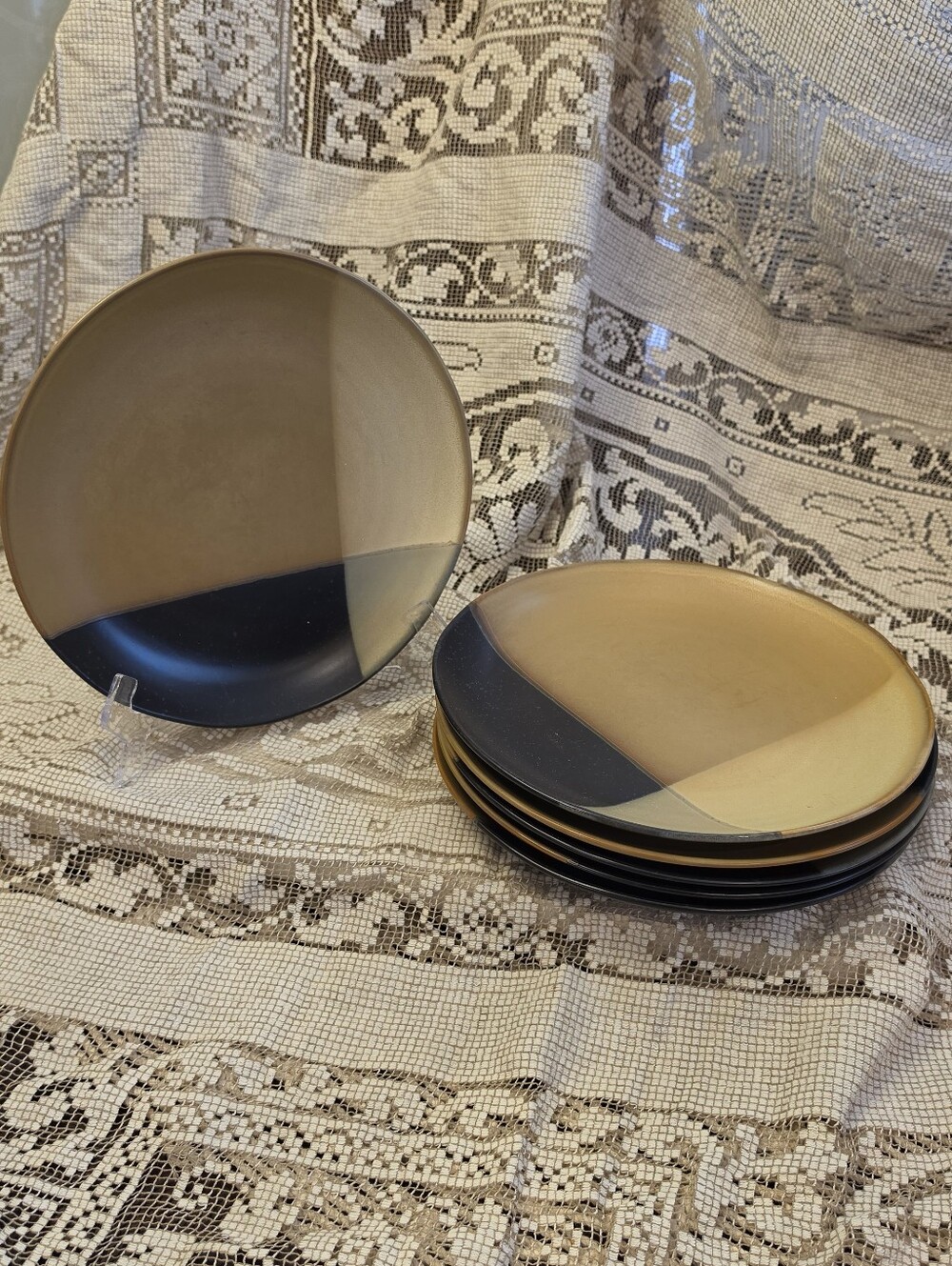 Sango Gold Dust Black 5022 Dinner Plate 10.5" Replacement Stoneware Choose Count